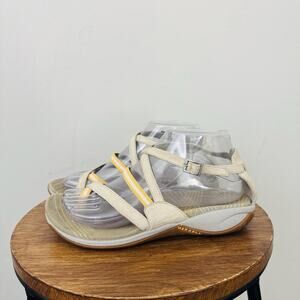 Merrell Lilyum Gray And Yellow Strappy Sandal Women’s Size 7